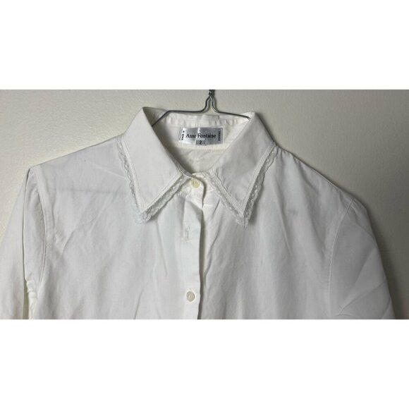 ANNE FONTAINE FRENCH LACE CUFF BUTTON UP BLOUSE 2 - Picture 2 of 8